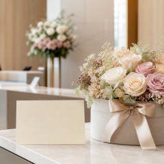 会社周年や創立記念の花ギフトに添えるメッセージカードの生成イメージ