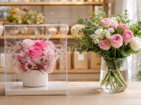 プリザーブドフラワーと生花を比較した花ギフト