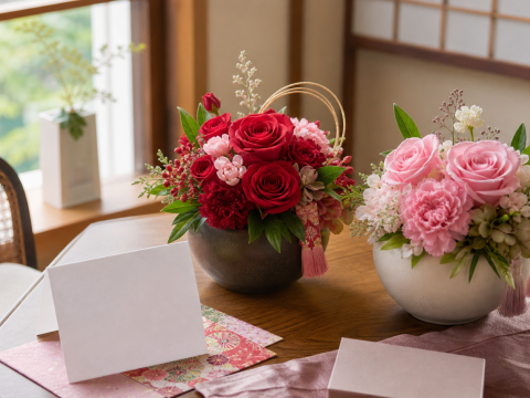 敬老の日や長寿祝いの花ギフトに添えるメッセージカードのイメージ