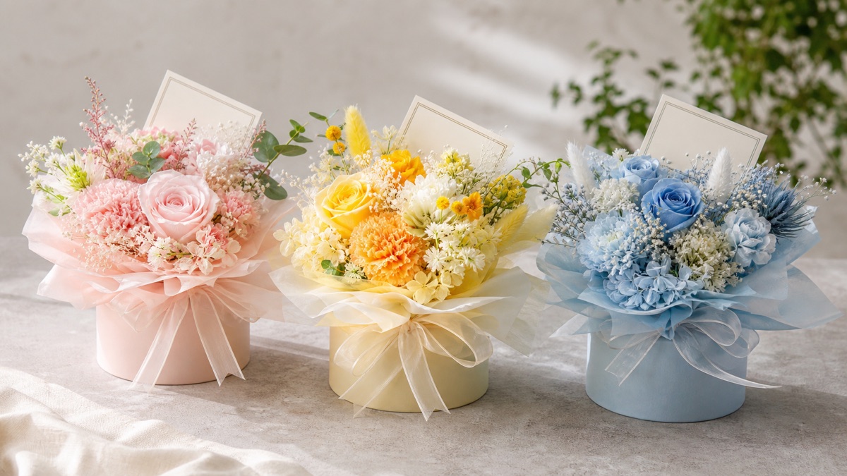 母・友人・パートナーに合わせて誕生日の花色を選ぶイメージ