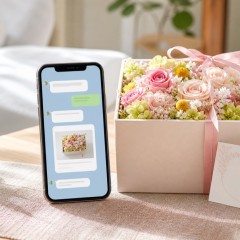 スマートフォンで花ギフトのURLを送るソーシャルギフトのイメージ