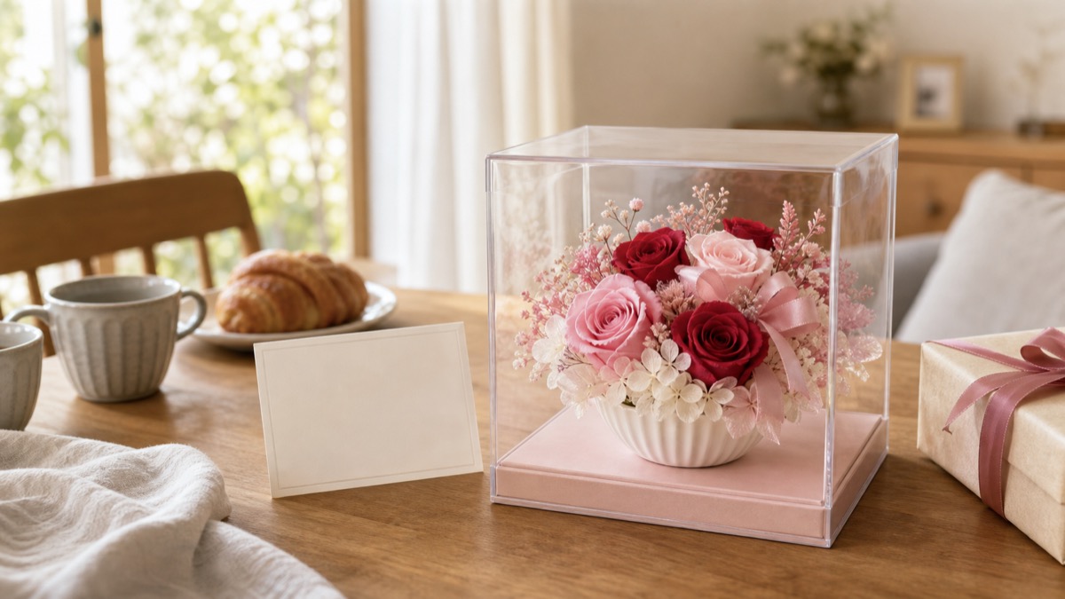 結婚記念日の花ギフトを注文前に確認するイメージ