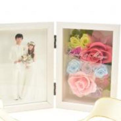 フラワーボックスフォトフレームホワイトはがき版(ピンク)